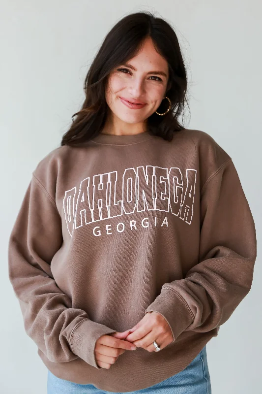 Brown Dahlonega Georgia Sweatshirt Hoodie with Button Classic Timeless