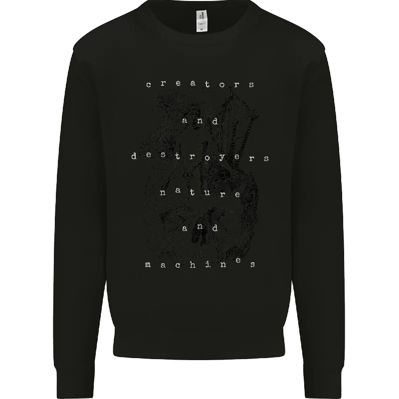 Creators Destroyers Obscure Makabra Skull Mens Sweatshirt Jumper Hoodie with Back Slit Movement Comfort