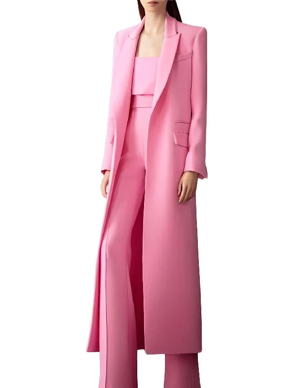 Designer Custom-Made Women Suits Sets Fashion Long Blazer+Wide Leg Pants 2 Piece Elongated Jacket Formal Suit Wool Jacket Cashmere Jacket Tweed Jacket