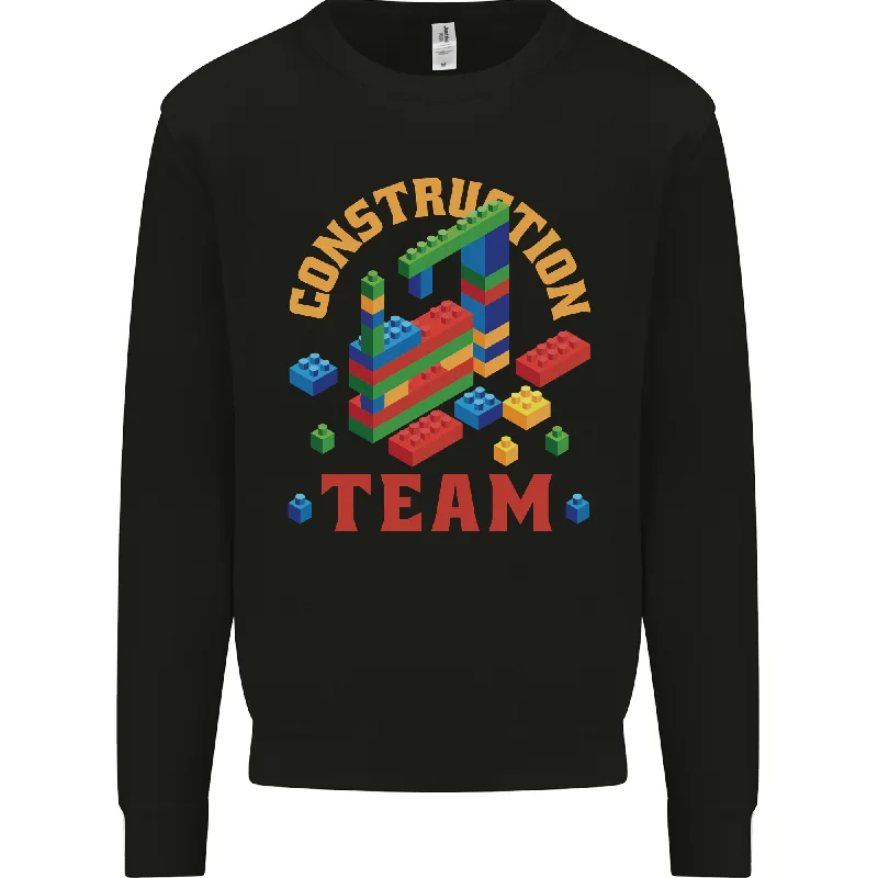 Construction Funny Building Blocks Bricks Mens Sweatshirt Jumper Hoodie with Reflective Safety Nightwear