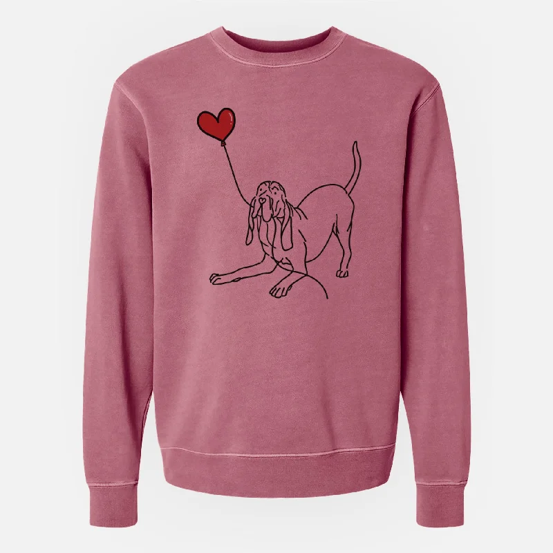 Bloodhound Heart String - Unisex Pigment Dyed Crew Sweatshirt Hoodie with Drop Shoulder Relaxed Streetwear