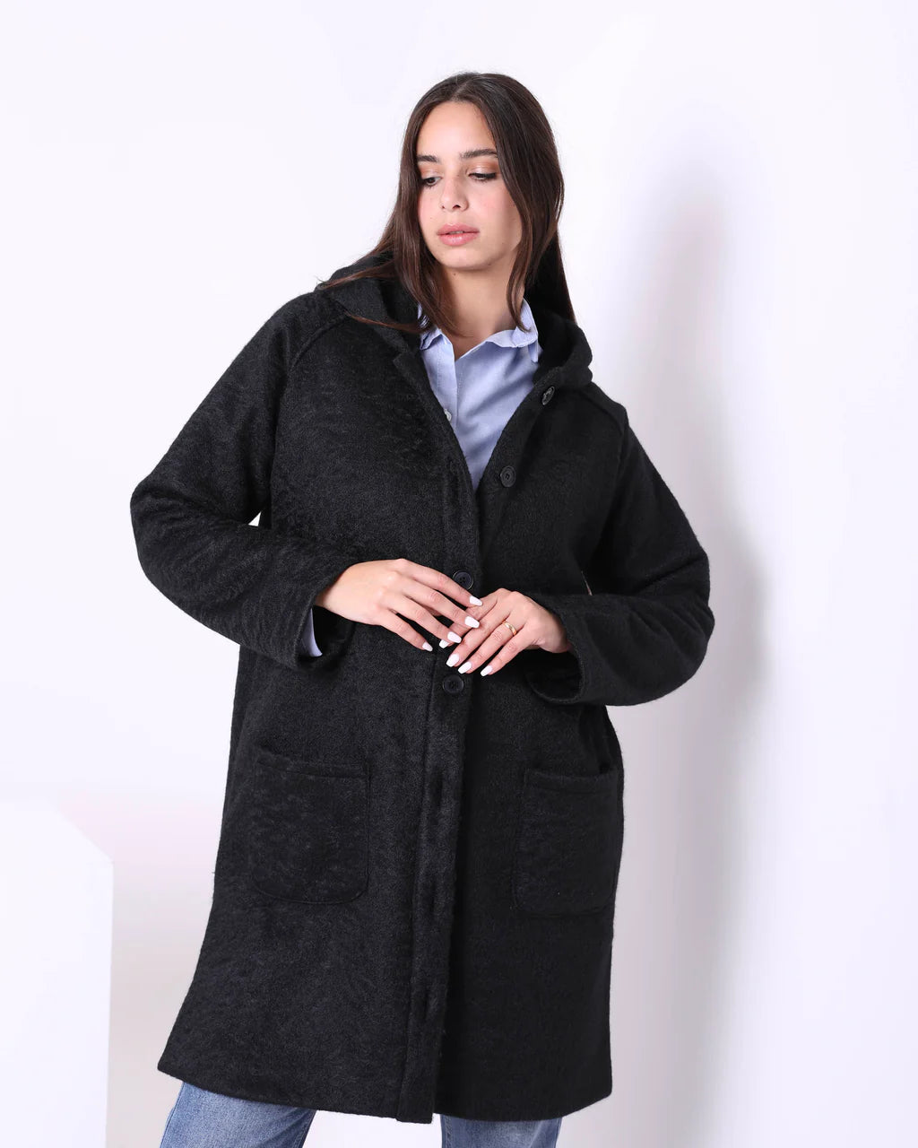 Wool Winter Jacket (W711) - Just4Women Boat Neck Shawl Collar Notched Collar