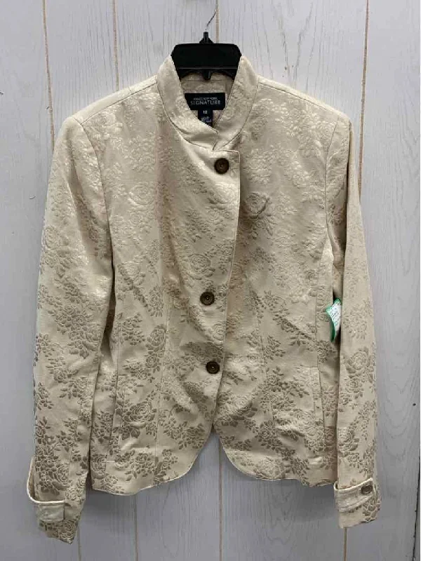 Jones New York Gold Womens Size 12 Blazer Women's Travel Jacket