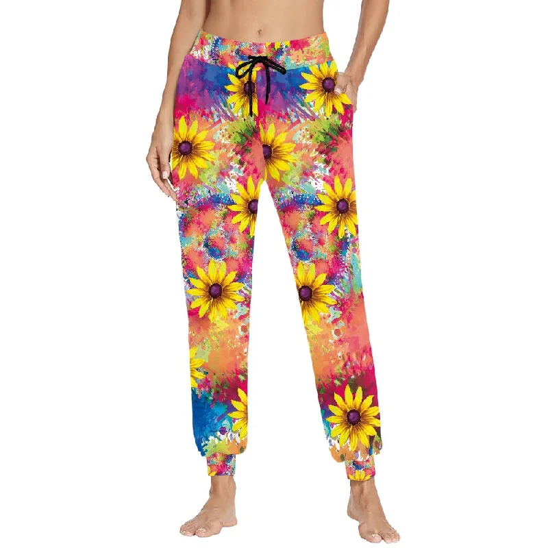 Sunflower Tie Dye Print Sport Gym Fitness Workout Pants for Women's Casual Sweatpants Drawstring Pants Hip Hop Loose Trousers Trousers Ceremony Elegant