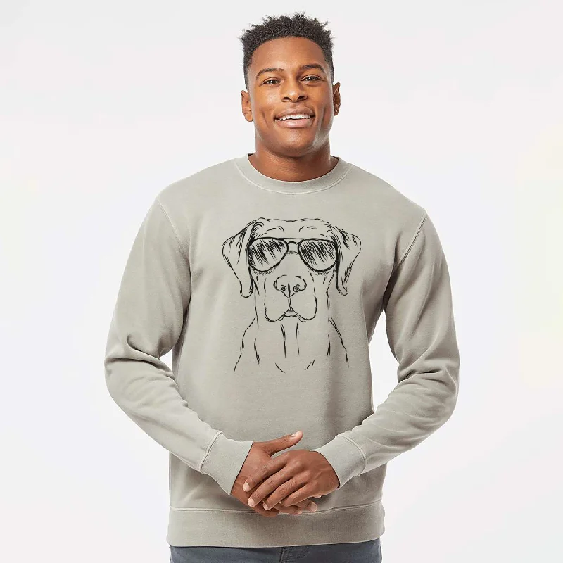 Aviator Rowdy the Labrador Retriever - Unisex Pigment Dyed Crew Sweatshirt Hoodie with Hem Lace Feminine Delicate