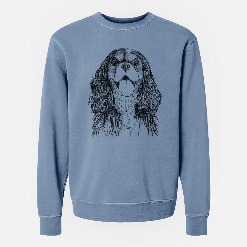 Bare Brandy the Cavalier King Charles Spaniel - Unisex Pigment Dyed Crew Sweatshirt Graphic Hoodie Design Print