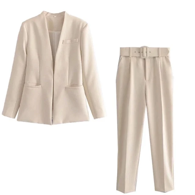 beige suit