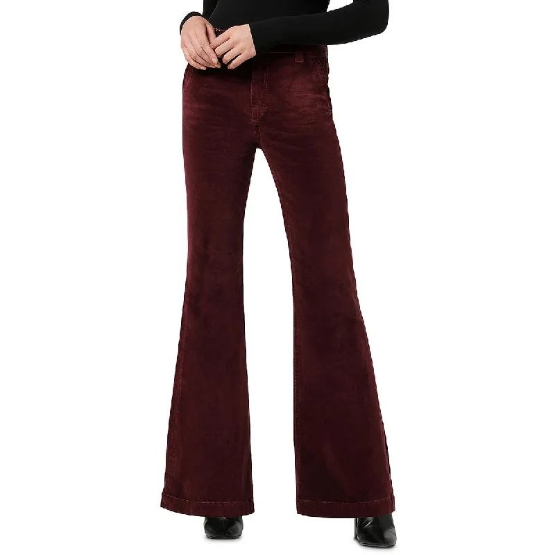 Joe's Womens The Molly Trouser Velvet Flared Pants Trousers Leather Faux