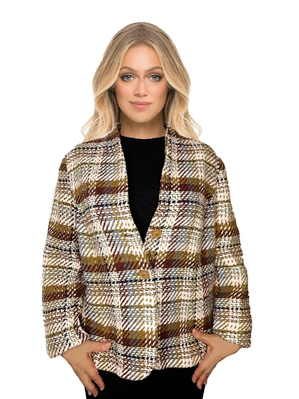 Q|Neel Green Pin Blazer Women's Trendy Jacket