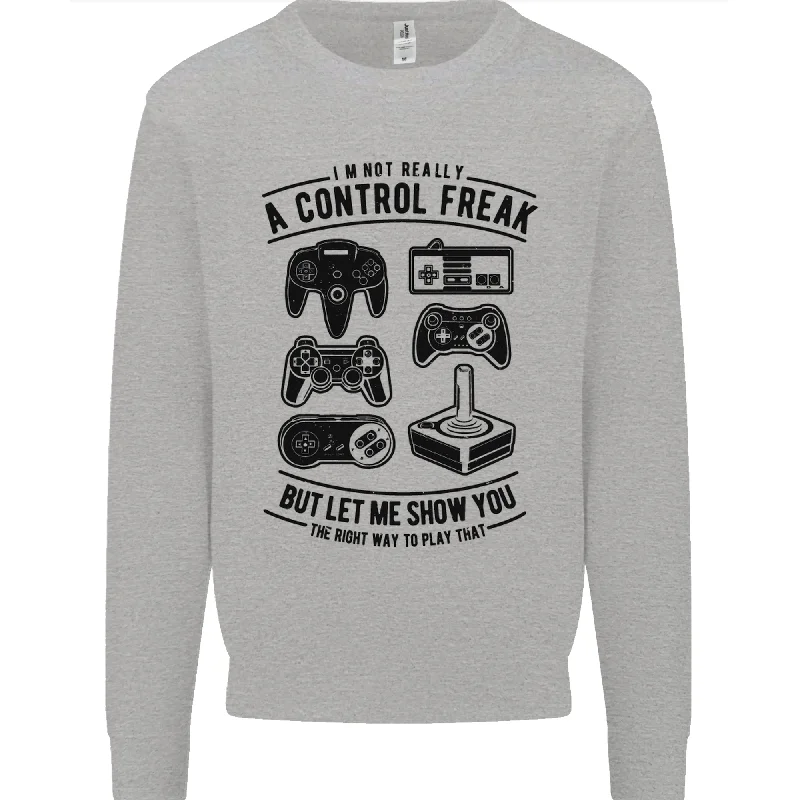 Control Freak Funny Gaming Gamer Mens Sweatshirt Jumper Hoodie with Slim Fit Tailored Modern