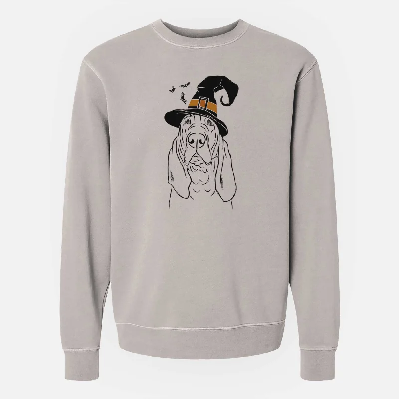 Witch Baron the Bloodhound - Unisex Pigment Dyed Crew Sweatshirt Hoodie with Mock Neck Collared Structured