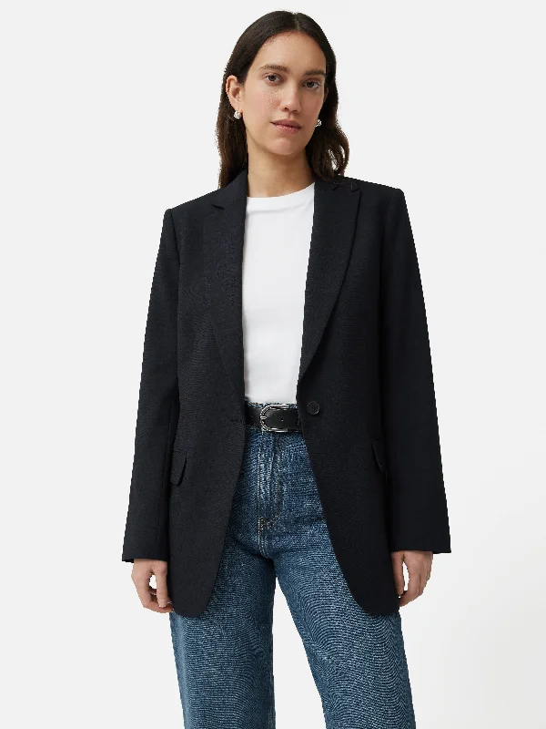 Crosshatch Knox Blazer | Navy Women's Trendy Jacket