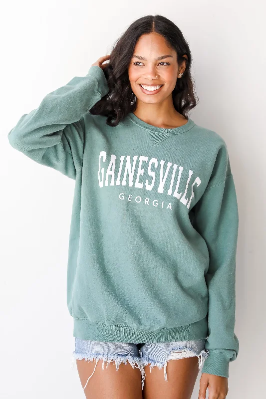 Seafoam Gainesville Georgia Sweatshirt Hoodie with Rhinestones Sparkly Elegant