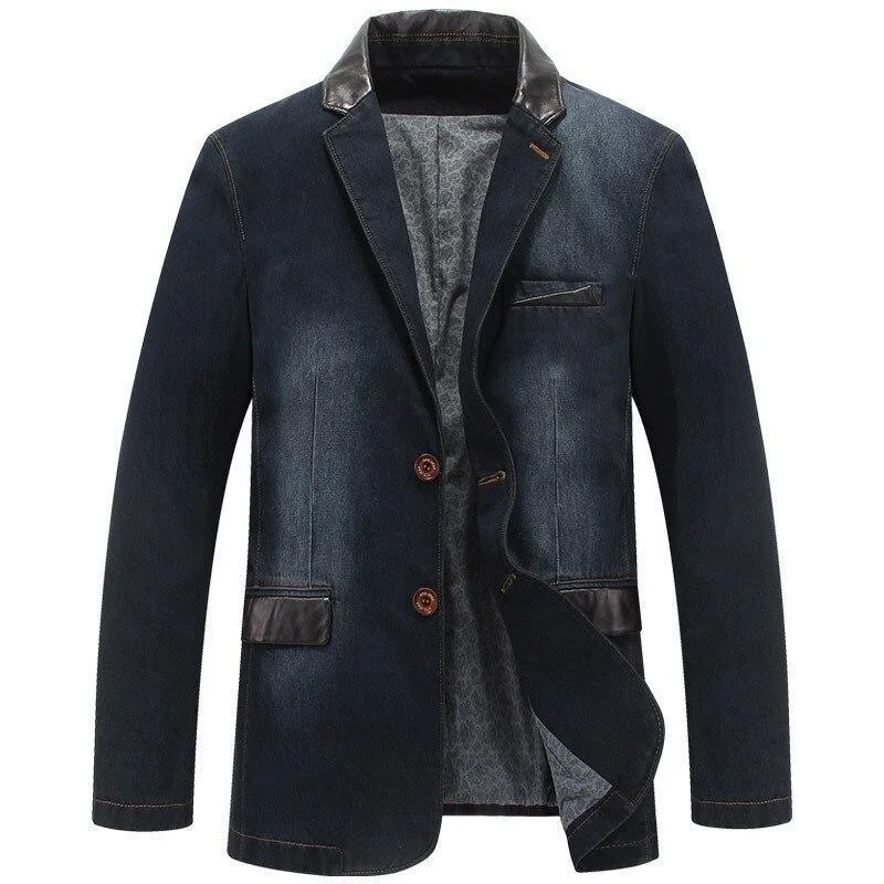 Men Blazer - Streetstyle Denim Blazer Plus Size Women's Coat