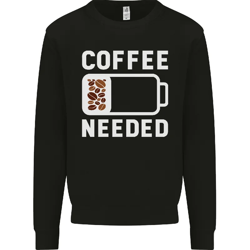 Coffee Needed Funny Addict Mens Sweatshirt Jumper Hoodie with Stripes Bold Sporty