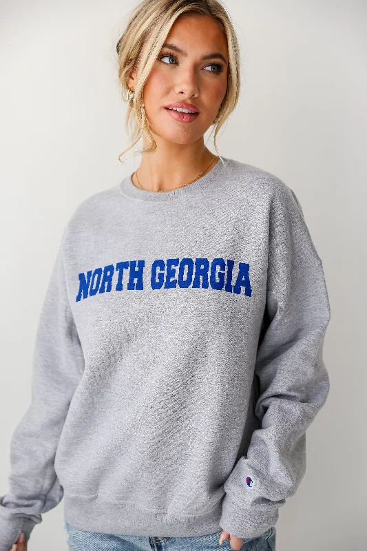 Heather Grey North Georgia Sweatshirt Hoodie with Color Block Contrast Stylish