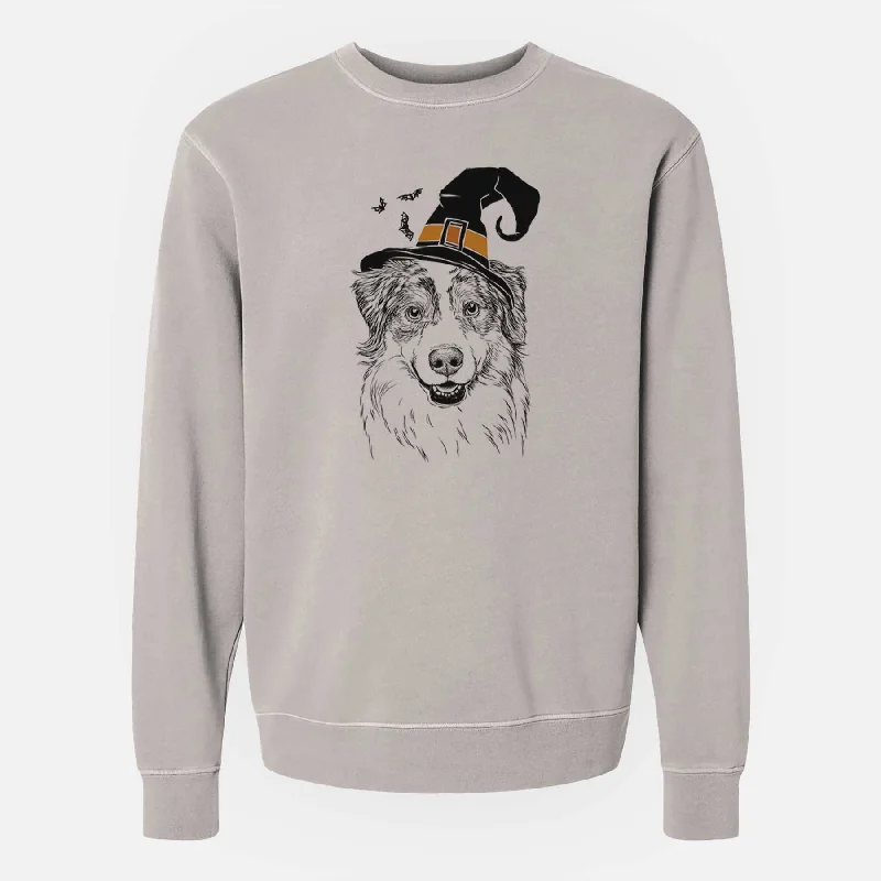 Witch Aonghus the Australian Shepherd - Unisex Pigment Dyed Crew Sweatshirt Hoodie with Full-Zip Functional Layering