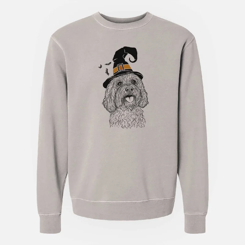 Witch Cali the Cavapoo - Unisex Pigment Dyed Crew Sweatshirt Hoodie with Contrast Stitching Detailed Premium