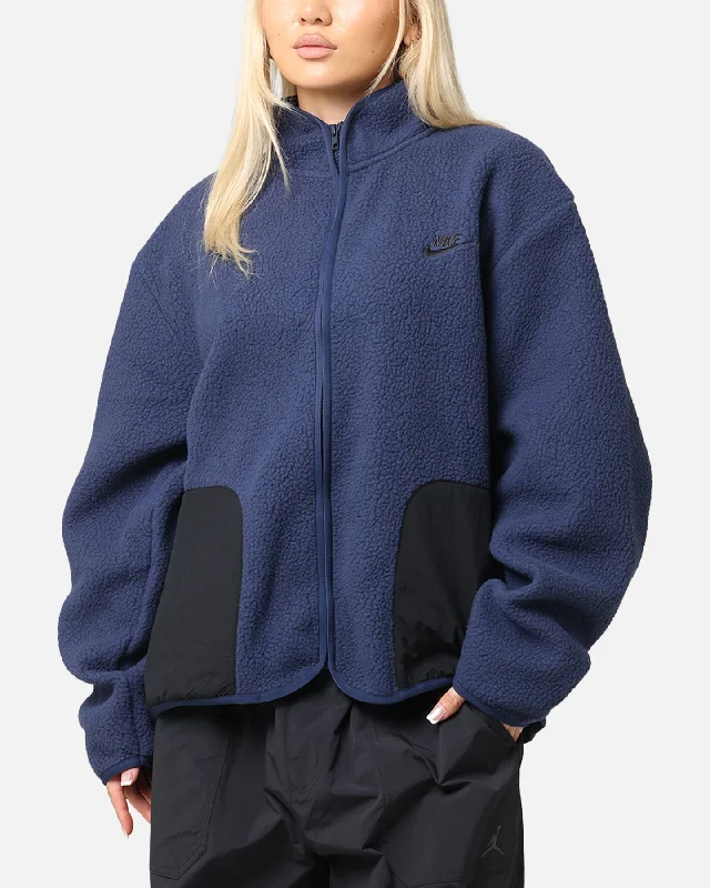 Nike Sherpa Winter Jacket Midnight Navy/Black Toggled Jacket Drawstring Jacket Belted Jacket