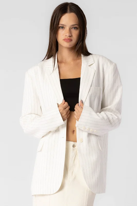 Oversized Pinstripe Blazer Women's Classic Blazer