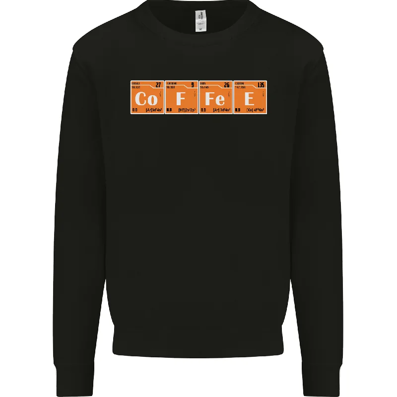 Coffee Periodic Table Chemistry Geek Funny Mens Sweatshirt Jumper Hoodie with Earth Tones Natural Calm