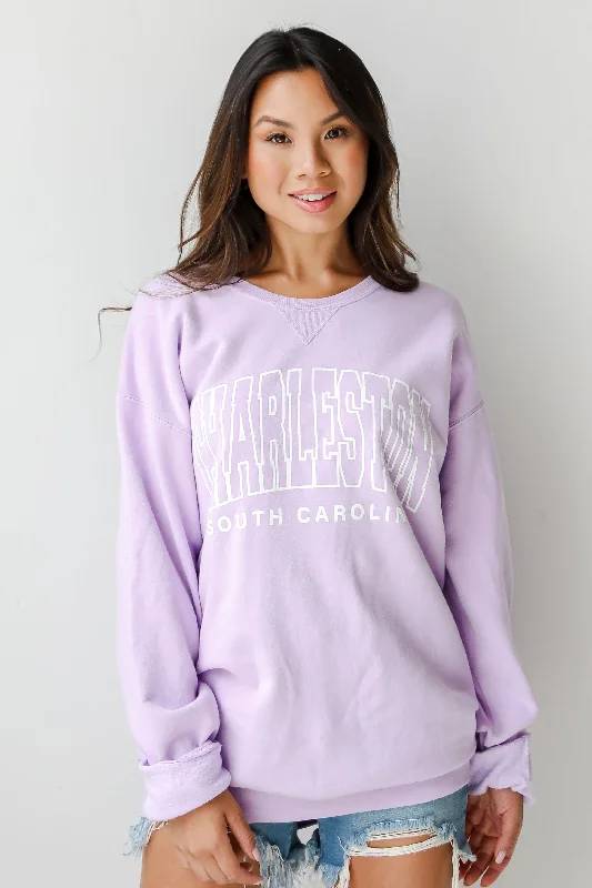 Lavender Charleston South Carolina Sweatshirt Hoodie with Velcro Closure Adjustable Secure