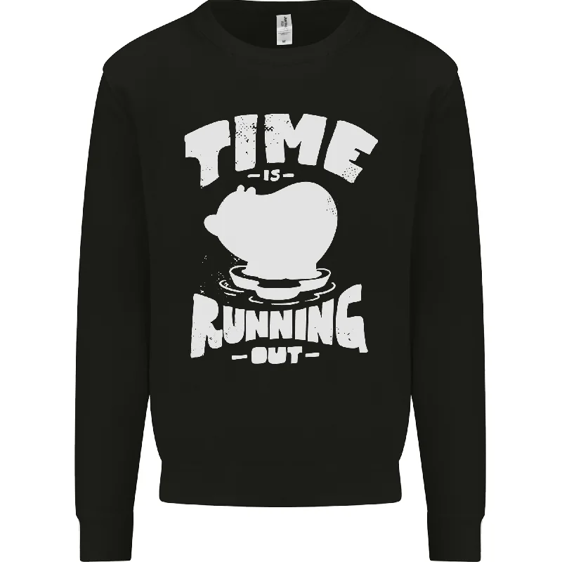 Climate Change Time Running Out Mens Sweatshirt Jumper Hoodie with Crew Neck Simple Timeless