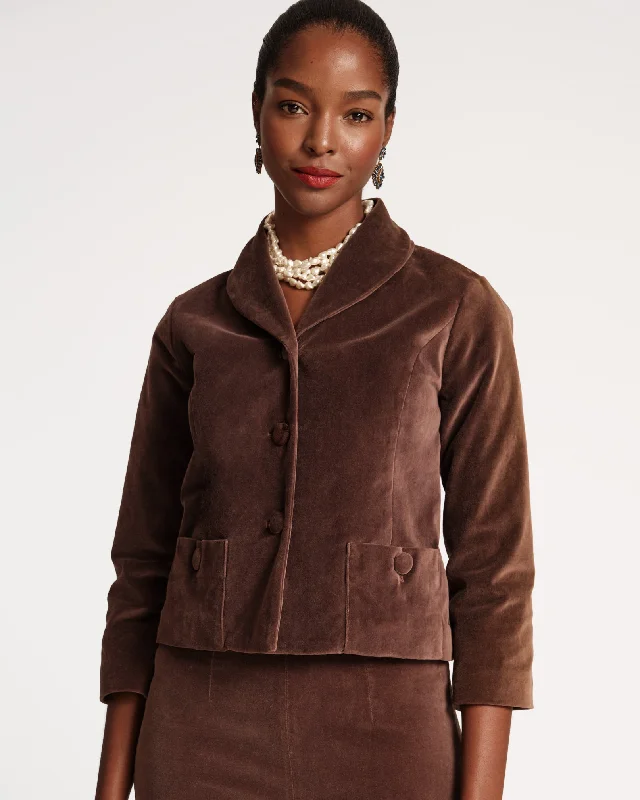 Finley Stretch Velvet Blazer Chocolate Women's Custom Jacket