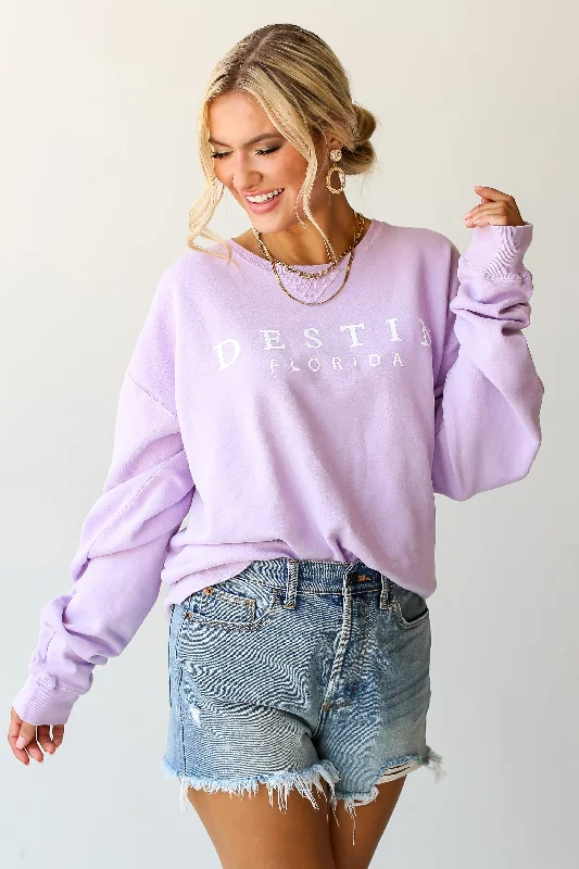 Lavender Destin Florida Sweatshirt Hoodie with Emblem Brand Identity