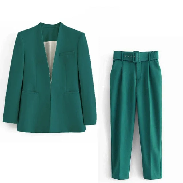 dark green suit