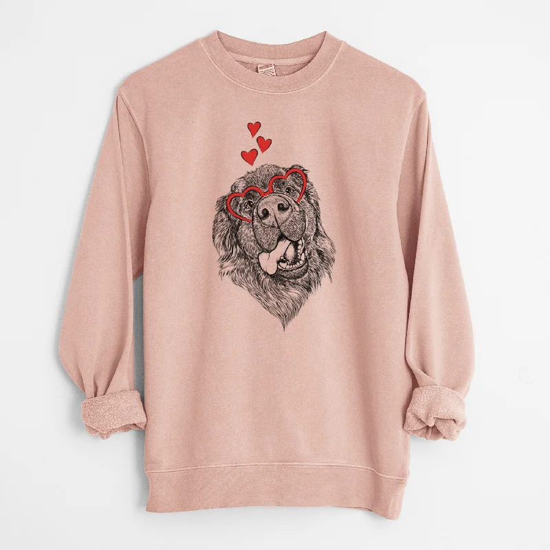 Valentine Tuna the Newfoundland - Unisex Pigment Dyed Crew Sweatshirt Hoodie with Hem Elastic Stretchable Comfortable