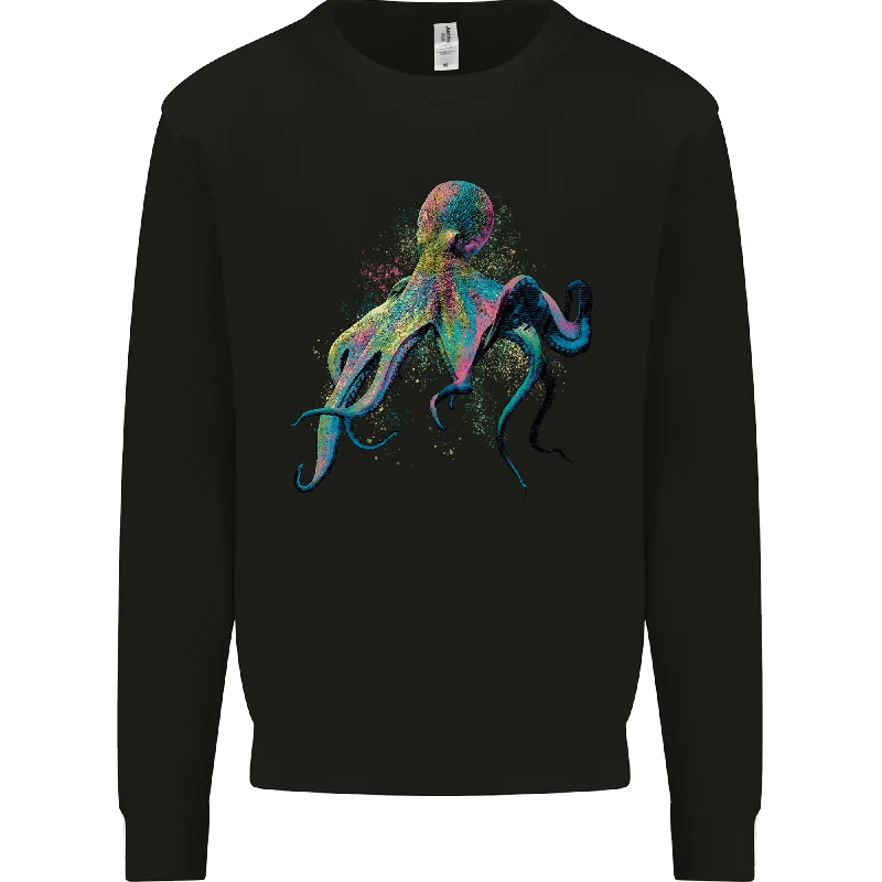 Colourful Octopus Ocean Life Scuba Diving Mens Sweatshirt Jumper Hoodie with Magnetic Closure Innovative Modern