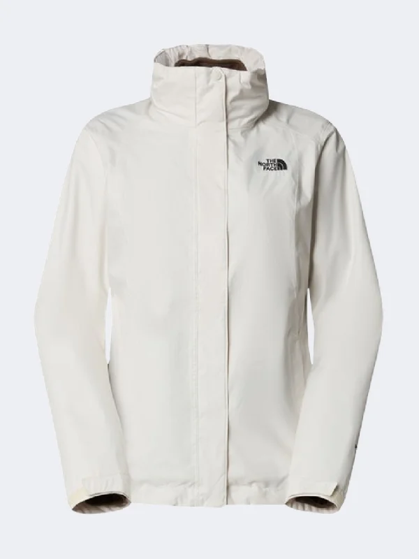 The North Face Evolve Ii Triclimate Women Lifestyle Jacket White Dune/Smokey Denim Fabric Leather Fabric Suede Fabric