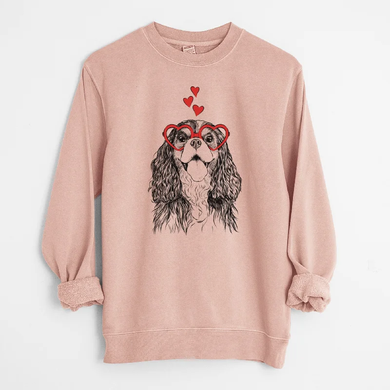 Valentine Brandy the Cavalier King Charles Spaniel - Unisex Pigment Dyed Crew Sweatshirt Cotton Hoodie Fleece Lining Warmth