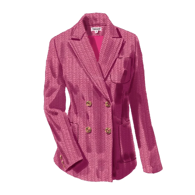 Herringbone Double-Breasted Blazer Women's Casual Suit