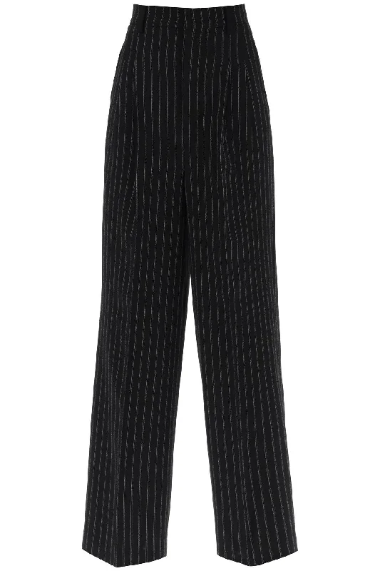 wide-legged pinstripe trousers with FTR418 WV0040 NOIR CRAIE Trousers Pleated Formal