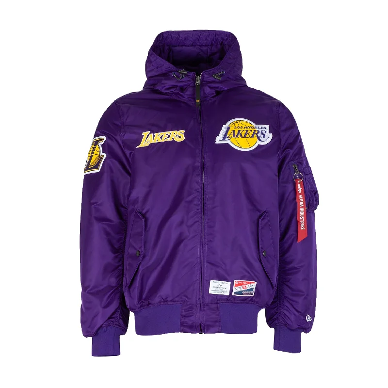 Lakers Alpha Bomber Jacket - Mens Faux Fur Jacket Real Fur Jacket Shearling Jacket