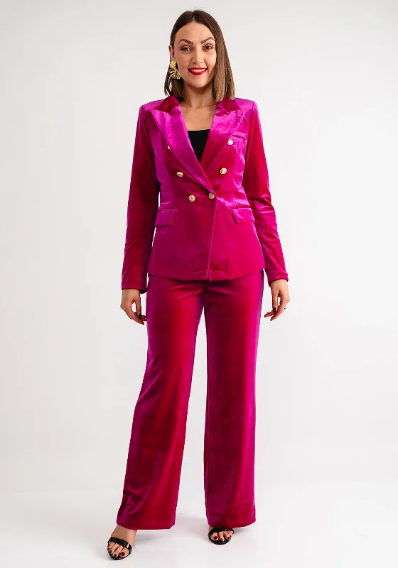 Serafina Collection Velvet Blazer and Trouser Suit, Fuchsia Women's Elegant Blazer