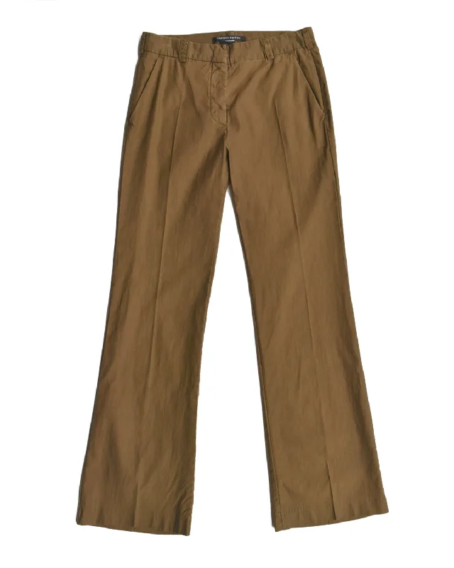 Hannes Roether Brown Pleated Flair Trouser Trousers stylish elegant