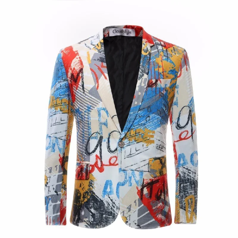 Men Blazer - Graffiti Party Blazer Women's Banquet Suit