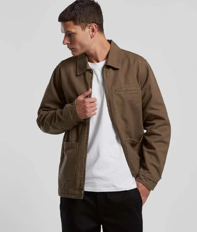 Mens Canvas Heavy Jacket Front Pockets Side Pockets Patch Pockets