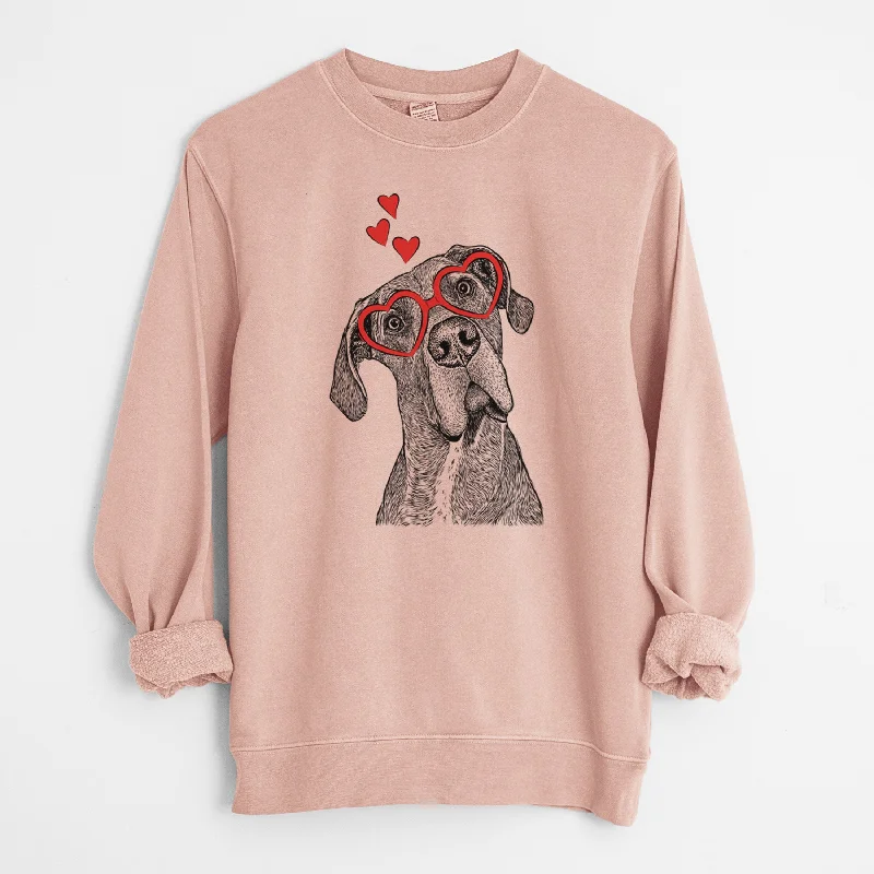 Valentine River the Great Dane - Unisex Pigment Dyed Crew Sweatshirt Hoodie with Relaxed Fit Easy Casual