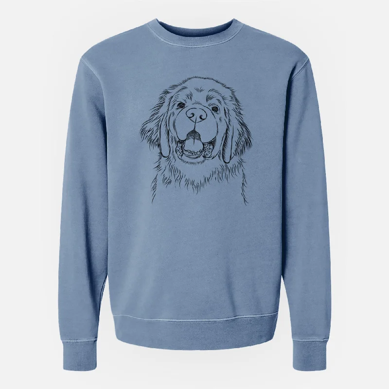 Bare Mozart the Newfoundland - Unisex Pigment Dyed Crew Sweatshirt Hoodie with Puffed Sleeves Voluminous Trendy