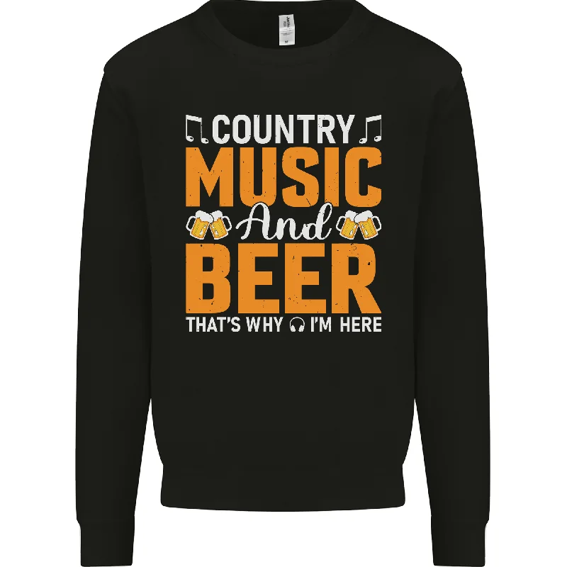 Country Music and Beer Thats Why Im Here Mens Sweatshirt Jumper Hoodie Jacket Zipper Layering