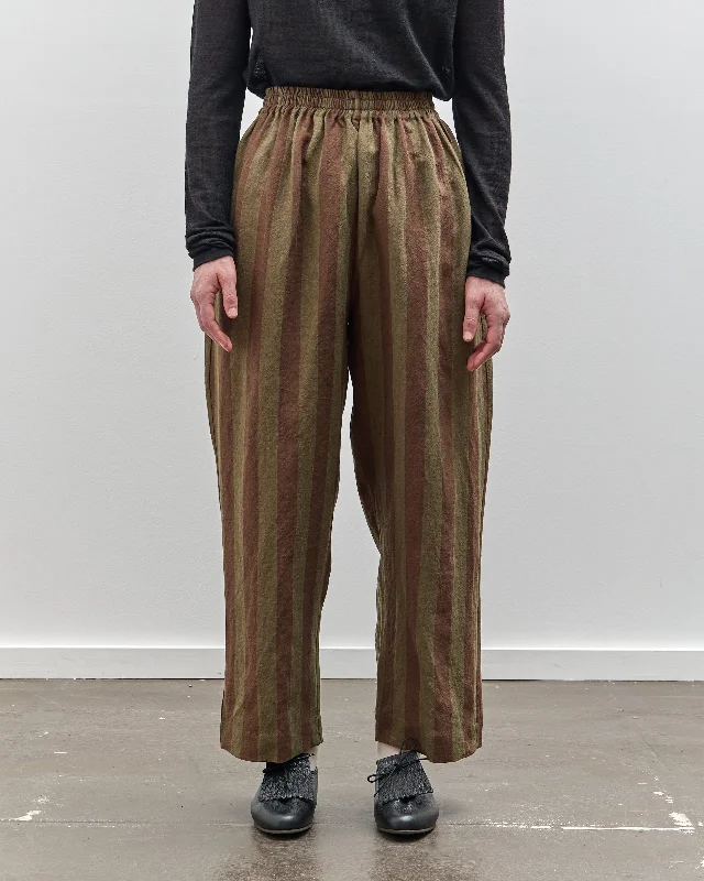 Cawley Striped Luna Trouser, Forest/Chocolate Trousers Canvas Durable