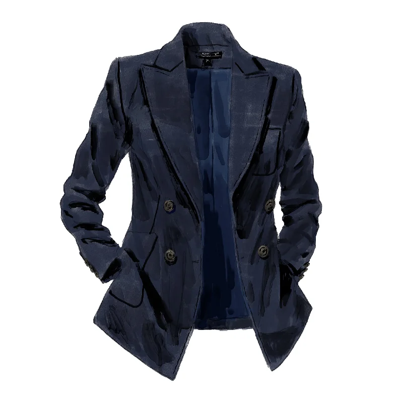 Double-Breasted Linen Blazer Women's Travel Jacket