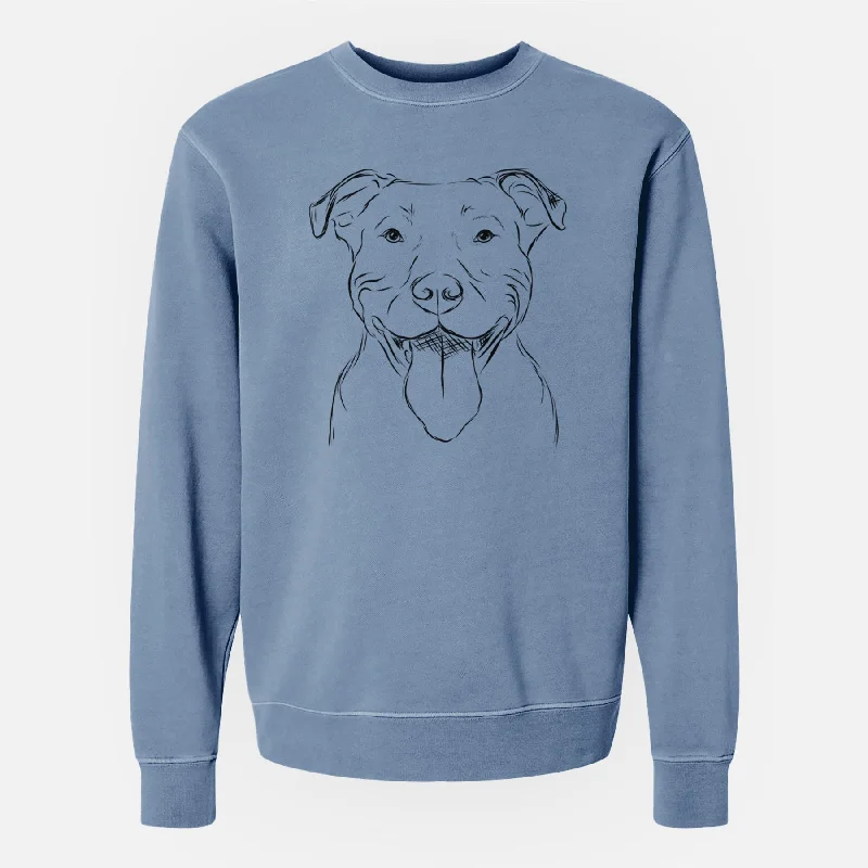 Bare Major the Pitbull - Unisex Pigment Dyed Crew Sweatshirt Hoodie with Frayed Bohemian Relaxed