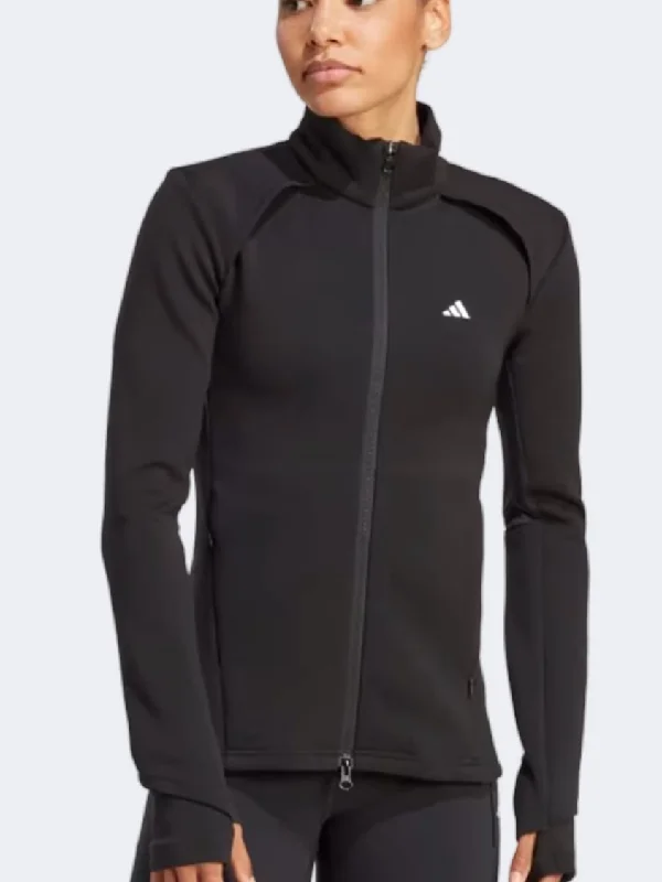 Adidas Cover Up Women Training Jacket Black Snapped Jacket Toggled Jacket Drawstring Jacket