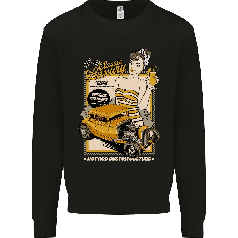 Classic Luxury Hot Rod Superior Performance Mens Sweatshirt Jumper Hoodie with Zipper Versatile Modern