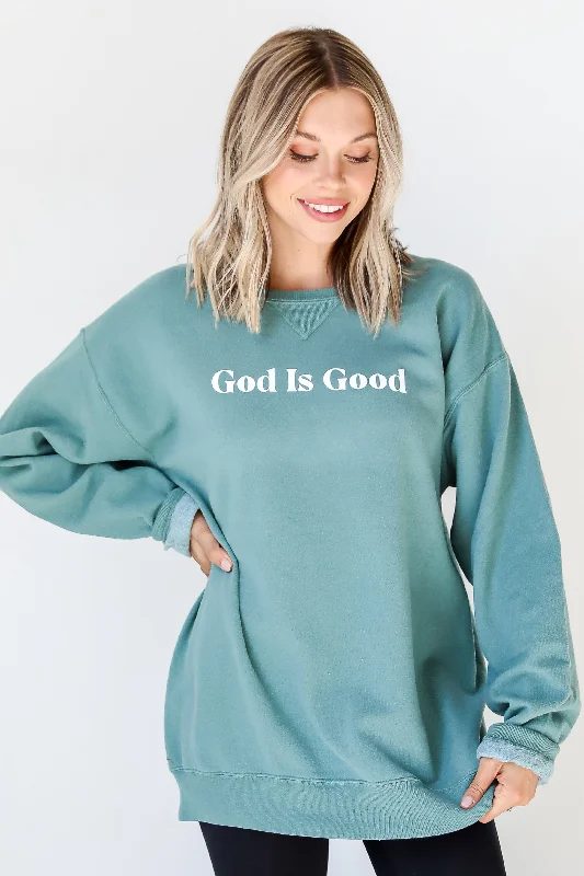 Seafoam God Is Good Sweatshirt Hoodie with Hidden Zipper Minimalist Clean